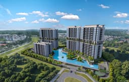 Aerial developer render of Lentor Gardens Residences towers and grounds