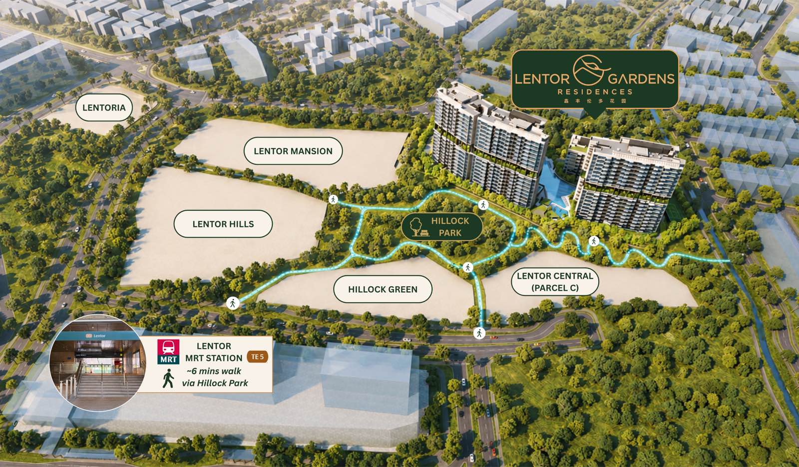 Illustrated site plan of Lentor Gardens Residences with facilities marked