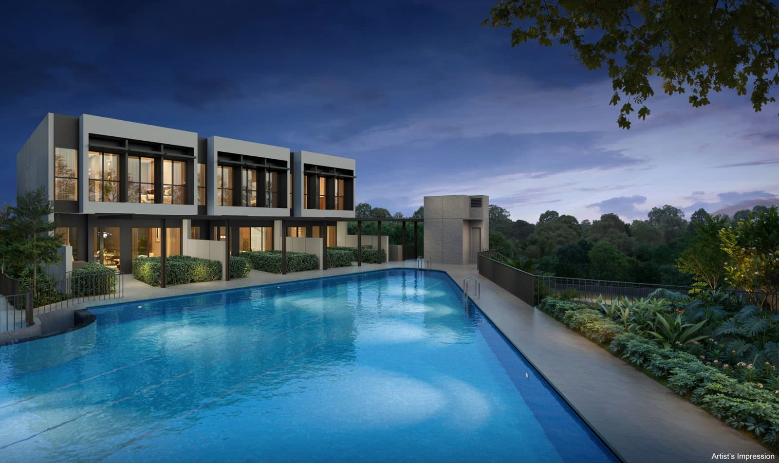 Developer render of the pool deck below the towers