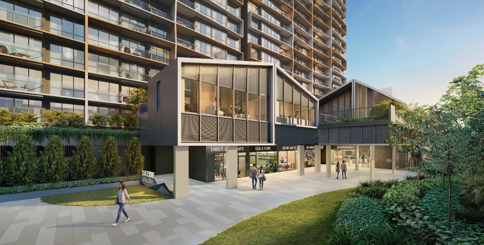 Developer render of the Lucerne Galleria retail row at street level