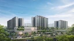 Aerial developer render of Parktown Residence towers above the podium