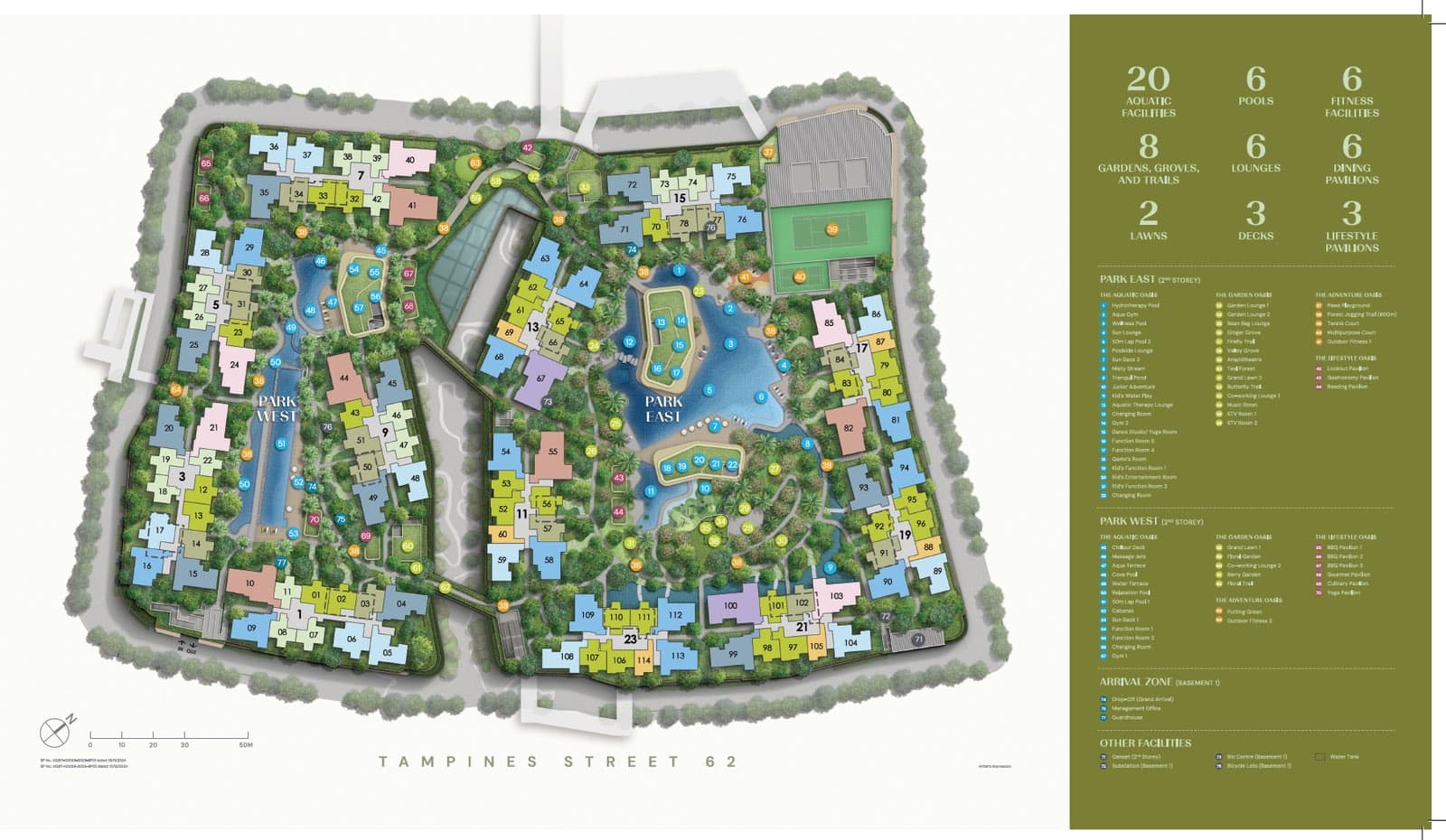 Illustrated site plan of Parktown Residence with facilities marked