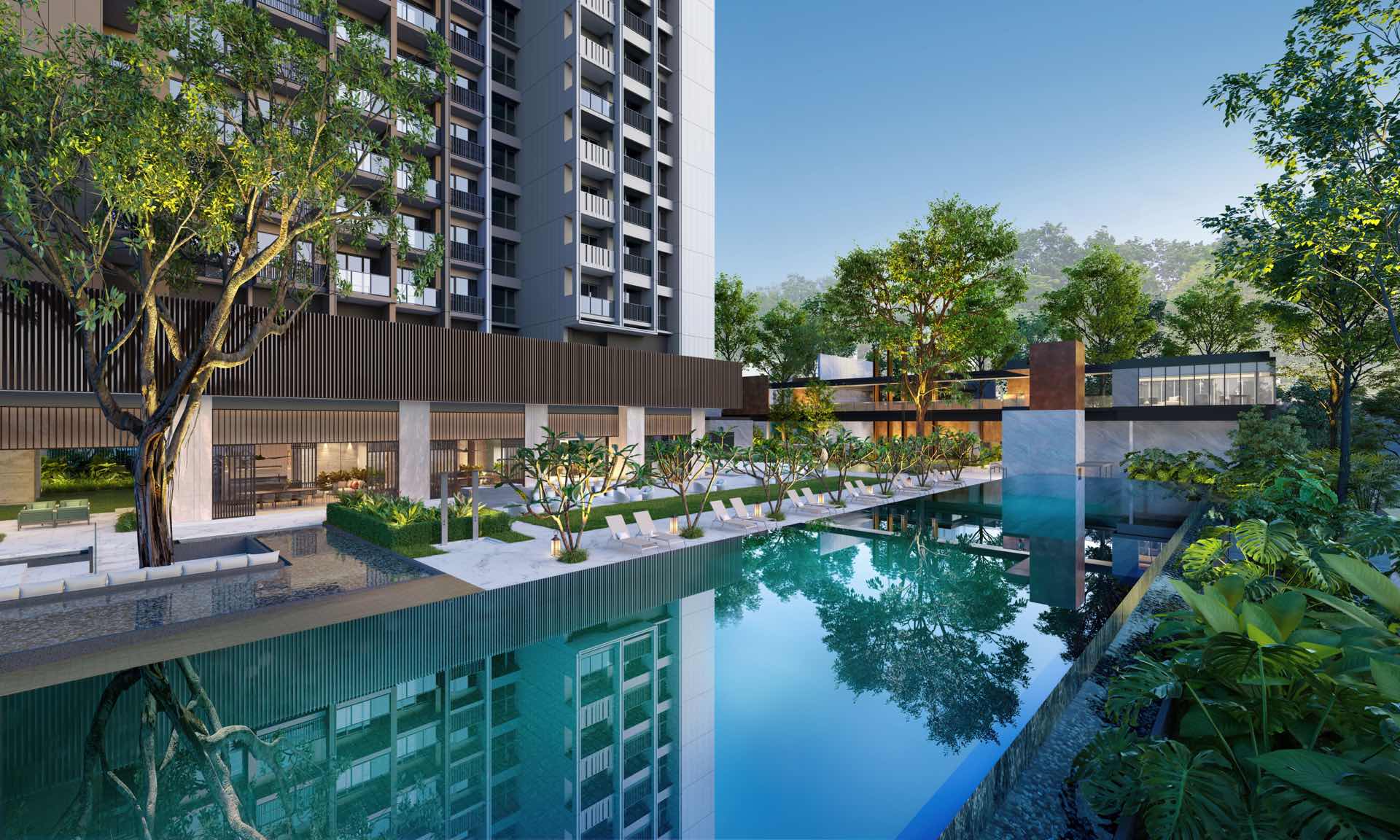 Developer render of the lap pool and sun deck running alongside the tower frontage