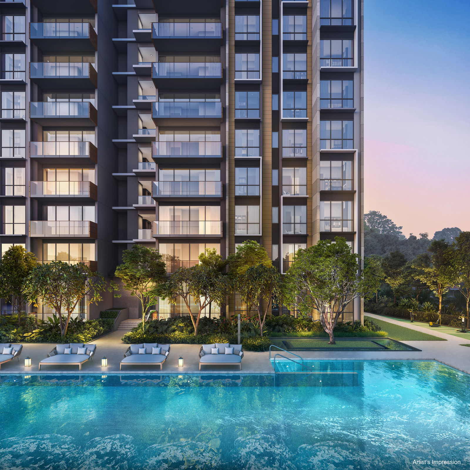 Developer render of the pool elevation between blocks